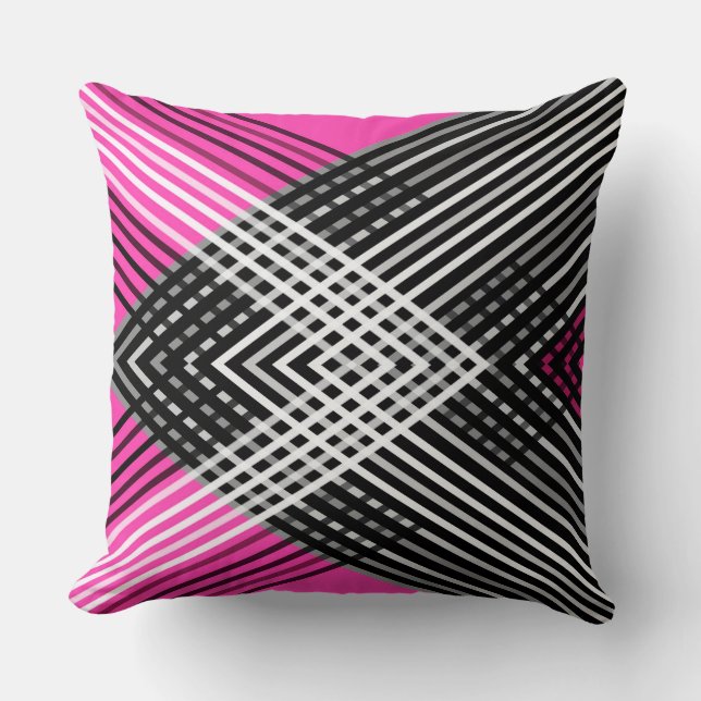Black and white and grey intertwined stripes on a  cushion (Front)