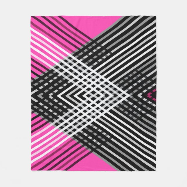 Black and white and grey intertwined stripes on a  fleece blanket (Front)