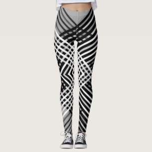 Black and white and grey intertwined stripes on a  leggings