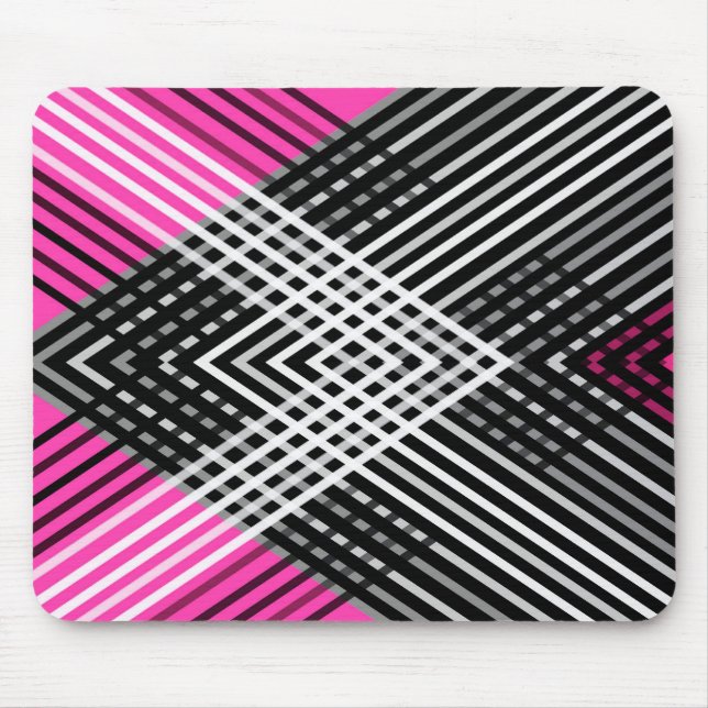 Black and white and grey intertwined stripes on a  mouse pad (Front)