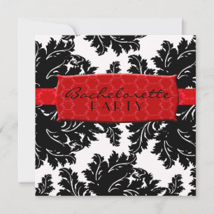 Black and White and Red Damask Invitation