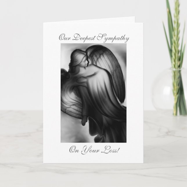 Black And White Angel Sympathy Card (Front)