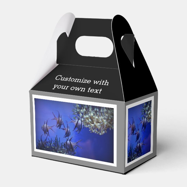 Black and White Angelfish in Deep Blue Sea Favour Box (Front Side)
