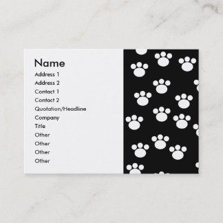 Black and White Animal Paw Print Pattern. Business Card