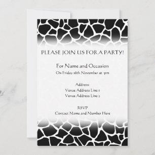 Black and White Animal Print Giraffe Pattern Invitation