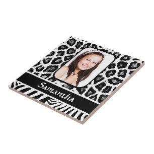 Black and white animal print tile