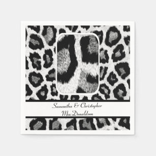 Black and white animal print wedding napkin