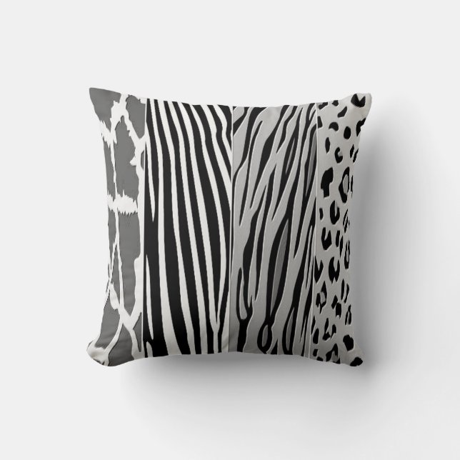 Black And White Animal Printed Zebra Stripe Pillow (Front)