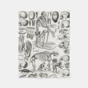 Black and White Animal Skeleton Mammalia Fleece Blanket