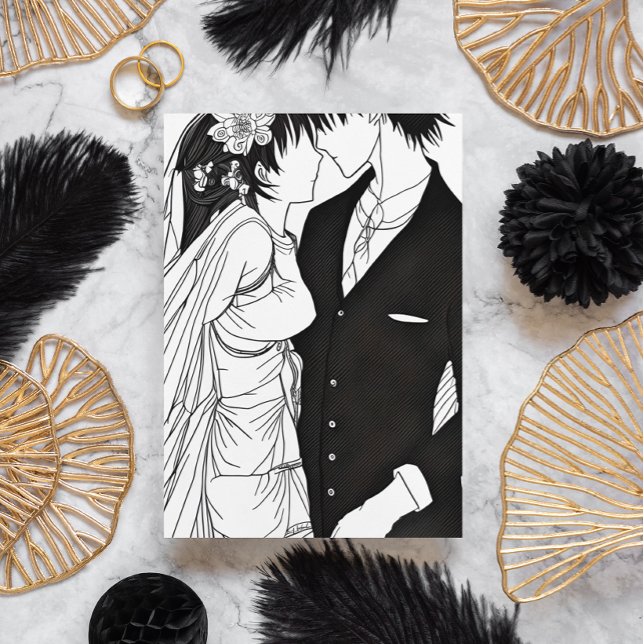 Black and White Anime Wedding  Invitation (Creator Uploaded)