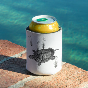 Black and White Aquatic Turtle Can Cooler