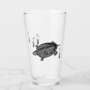 Black and White Aquatic Turtle Glass