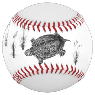 Black and White Aquatic Turtle Softball