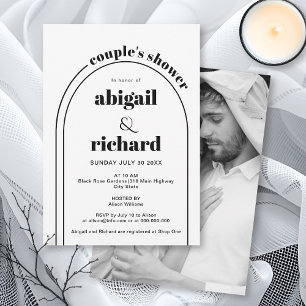 Black and white arch wedding couple's shower invitation