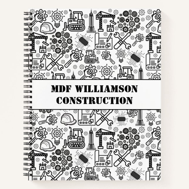 black and white Architectural Blueprint Engineer Notebook (Front)
