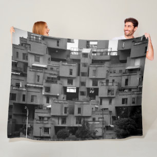 Black and White Architectural Fleece Blanket