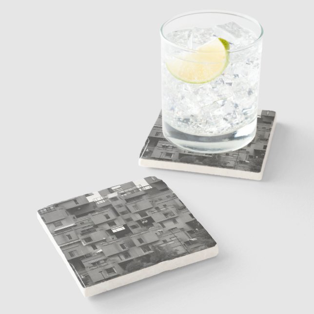 Black and White Architectural  Stone Coaster (Side)