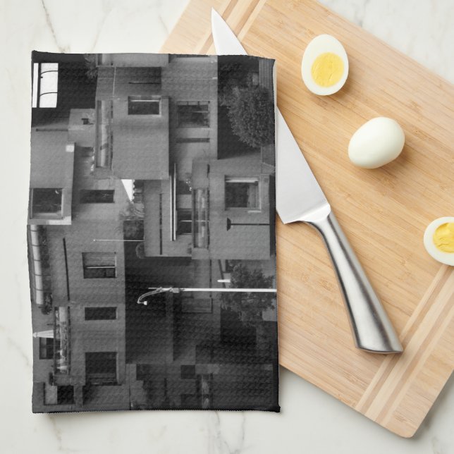 Black and White Architectural  Tea Towel (Quarter Fold)
