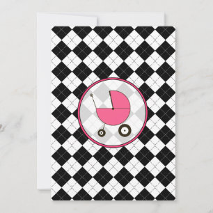 Black and White Argyle Baby Shower Invitation