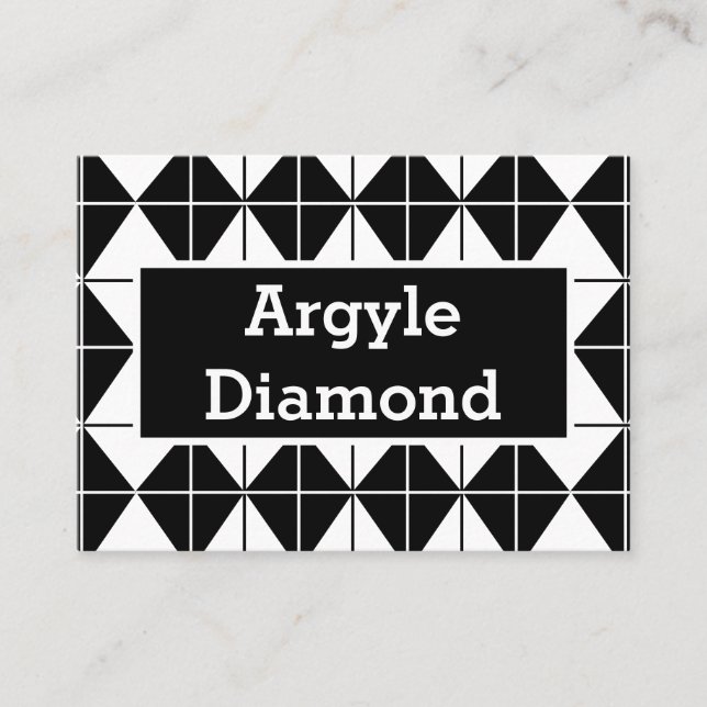 Black and White Argyle  Business Card (Front)