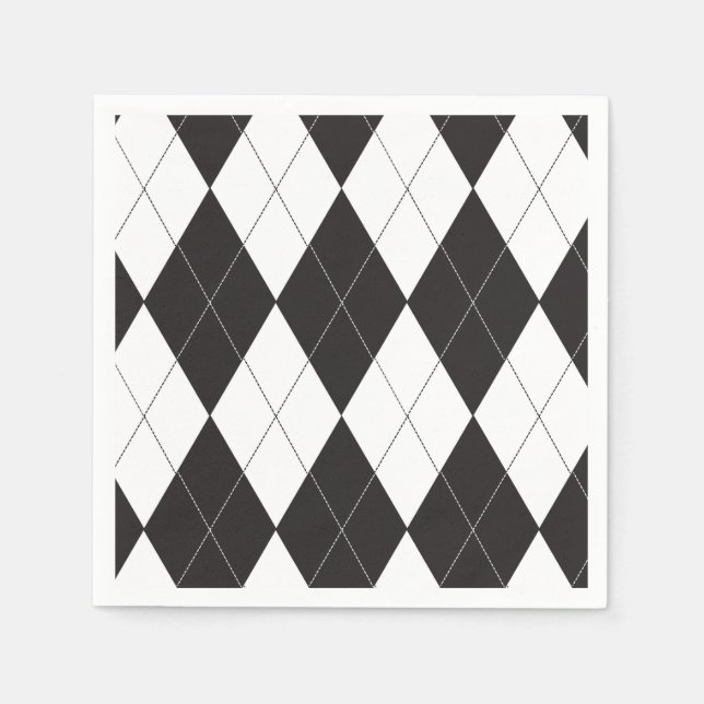 Black and White Argyle Napkin (Front)