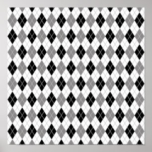 Black and White Argyle Pattern Poster
