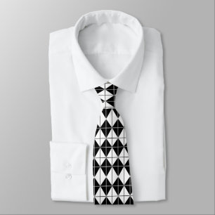 Black and White Argyle Pattern Tie