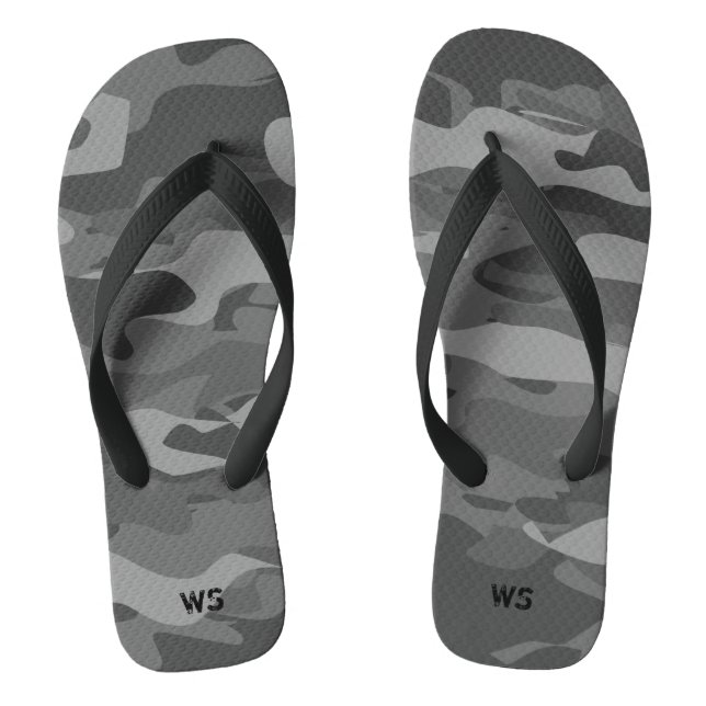 Black and white army camouflage custom monogram jandals (Footbed)