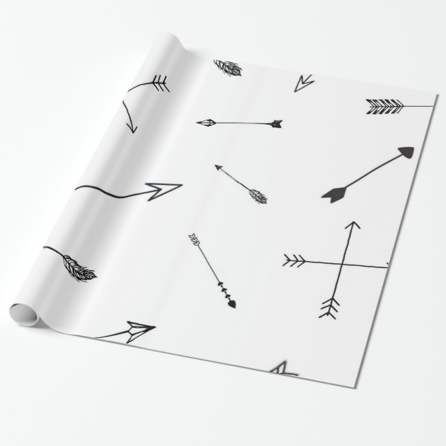 Black and white arrow gift wrap (Unrolled)