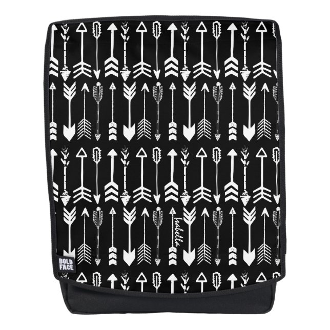 Black and White Arrow Pattern Backpack (Front)