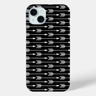 Black and White Arrows Pattern iPhone 15 Mini Case