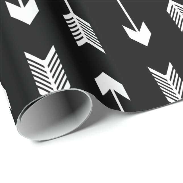 Black and White Arrows Pattern Wrapping Paper (Roll Corner)