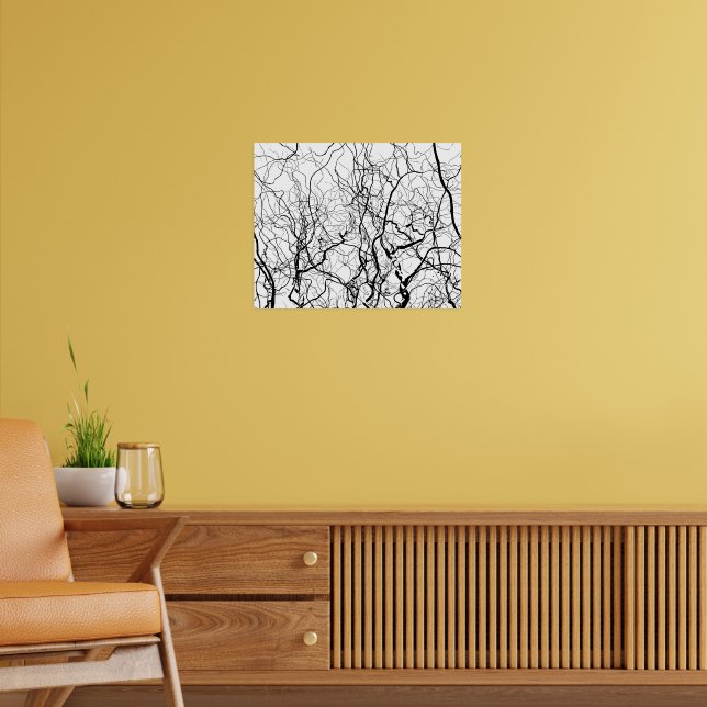 Black and White Art Bare Willow Trees Poster (Living Room 2)