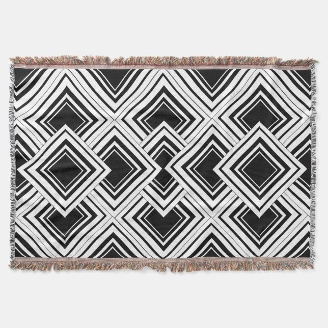 Black And White Art Deco Design Throw Blanket (Front)