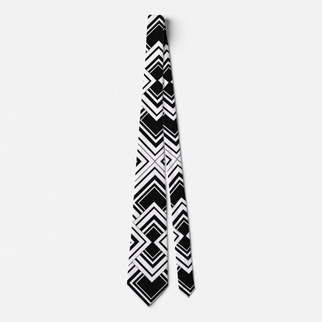 Black And White Art Deco Design Tie (Front)