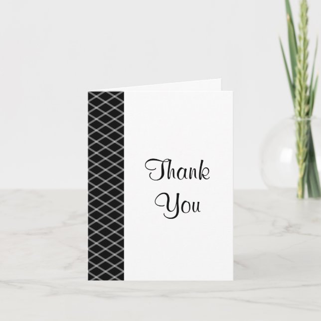 Black and White Art Deco Diamonds Thank You Card (Front)