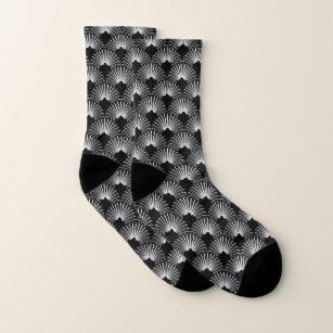Black and white art-deco geometric pattern no.3 socks