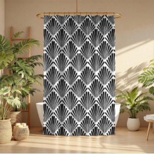 Black and white Art Deco seamless pattern Shower Curtain