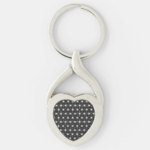 Black And White Art Deco Style Triangles Pattern Key Ring