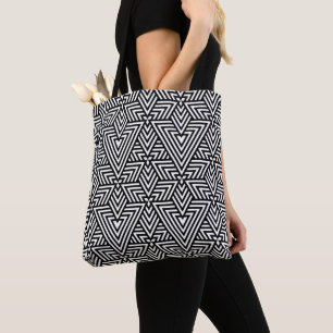 Black and White Art Deco Triangle Seamless Pattern Tote Bag