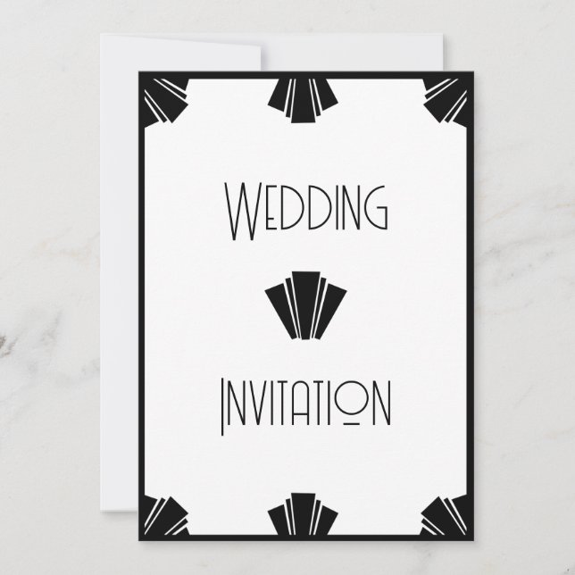 Black And White Art Deco Wedding Invitation (Front)