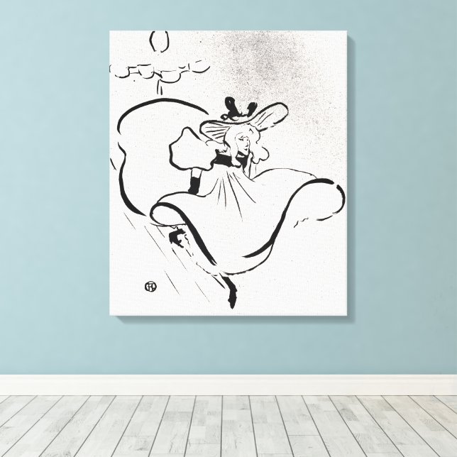 Black and White Art Jane Avril by Toulouse Lautrec Canvas Print (Insitu(Wood Floor))