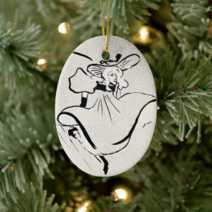 Black and White Art Jane Avril by Toulouse Lautrec Ceramic Tree Decoration