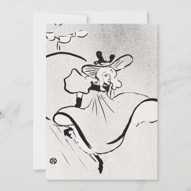Black and White Art Jane Avril by Toulouse Lautrec Invitation (Front)