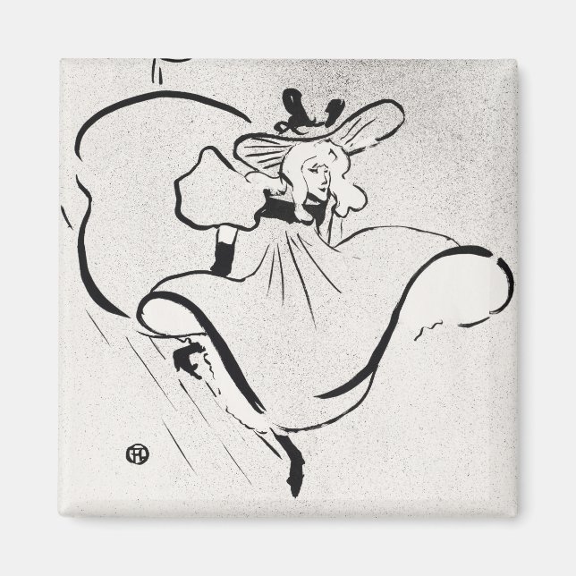Black and White Art Jane Avril by Toulouse Lautrec Magnet (Front)