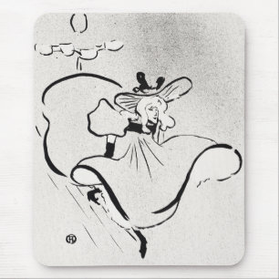 Black and White Art Jane Avril by Toulouse Lautrec Mouse Pad