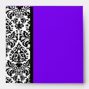 BLACK AND WHITE ART NOUVEAU DAMASK  blue purple Envelopes