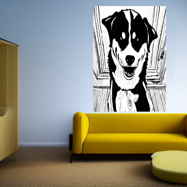 Black and white art of a dog | AI Art  Poster (Creator Uploaded)
