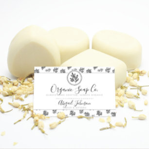 Black and White Artisan Hand-Drawn Roses Leaves Business Card