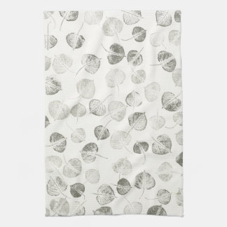 Black and White Aspen Leaves Pattern © Sandy Long Tea Towel